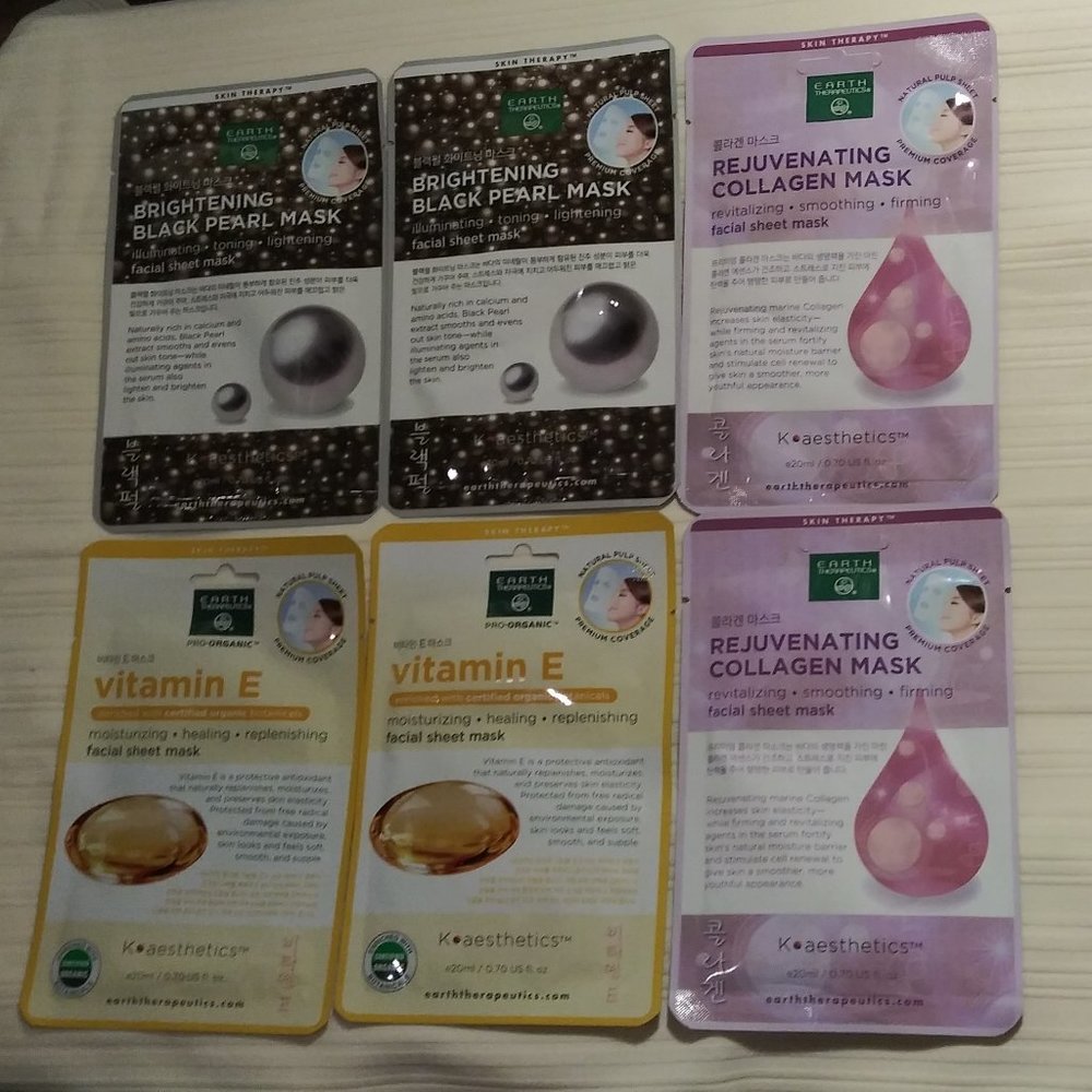 Bundle Facial Masks 6 Black Pearl Mask, Vitamin E